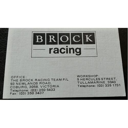 BROCK Racing business card Original Collectable 