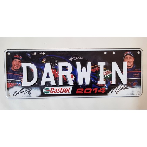 Castrol Signed Number Plate Supercars Darwin 2014 Chaz Mostert Mark Winterbottom