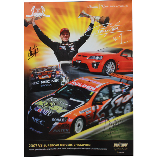 Signed Tander / Kelly HRT 2007 Championship Winner Double Sided Poster