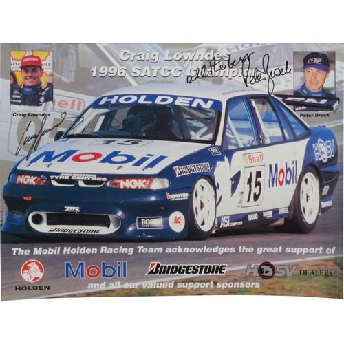 Signed Peter Brock / Craig Lowndes 1996 SATCC Champion Poster