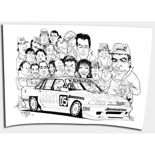 1992 Mobil 1 Racing Caricature Poster