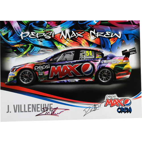 Signed Jacques Villeneuve Pepsi Max Crew Poster