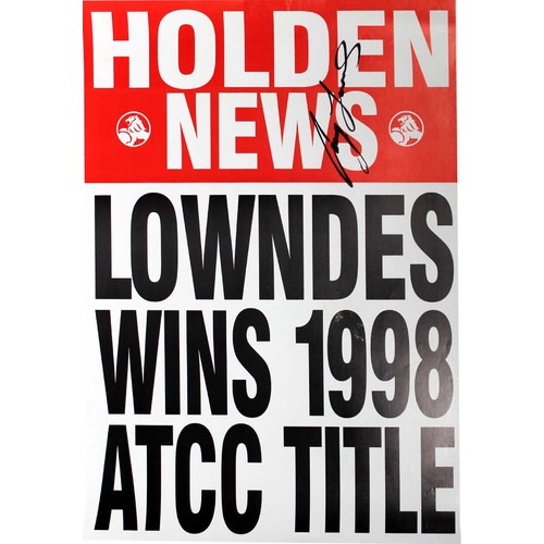 Signed Holden News Lowndes Wins 1998 ATCC Title Poster