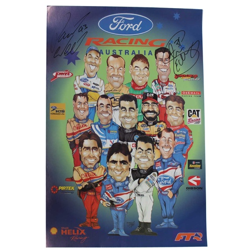 Signed Ford Racing Australia Charactures Poster