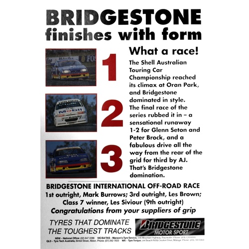 Bridgestone 1-2-3 Finish Poster