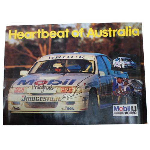 Signed Peter Brock / Larry Perkins Holden VN Commodore Poster