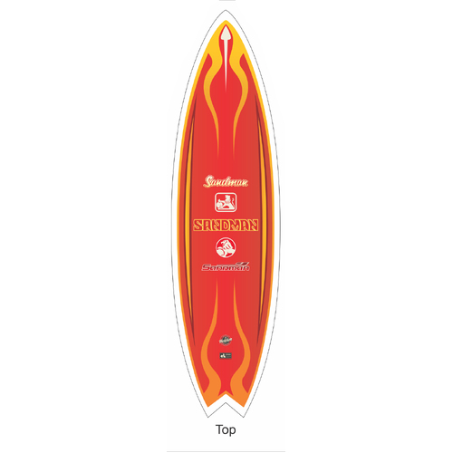 Pre Order Licensed HOLDEN SANDMAN Tribute Mandarin Red Fibreglass Surfboard HJ HX Full Size