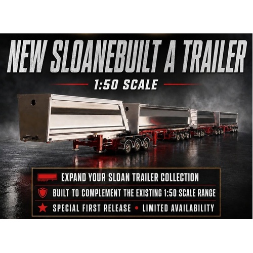 New Diecast 1:50 Scale Sloanebuilt  A Slide Tipper Trailer Diecast Replica in Red