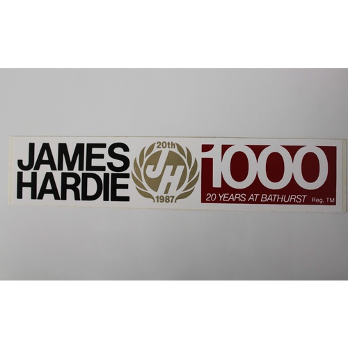 Original Vintage 20th Anniversary James Hardie Bathurst 1000 Sticker 1987 