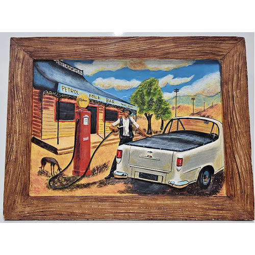 FC HOLDEN Ute Clay Pottery 3D Wall Hanging Service Station Outback Art