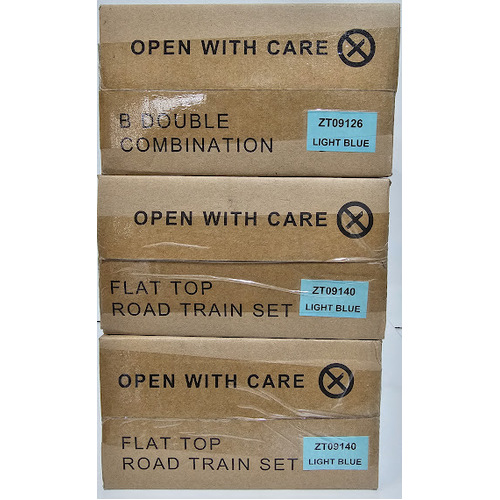 1:50 Drake Freightliner 2AB Quad Road Train Set McAleese Light Blue RARE